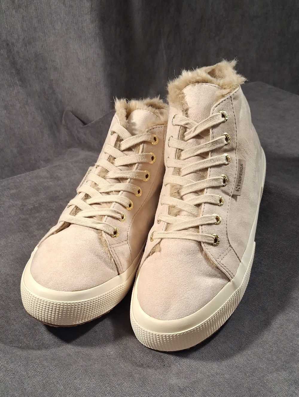 Superga Sherpa Synthetic Shearling Faux Fur Lined Sneaker Boots VG+ EU 37 US 6.5